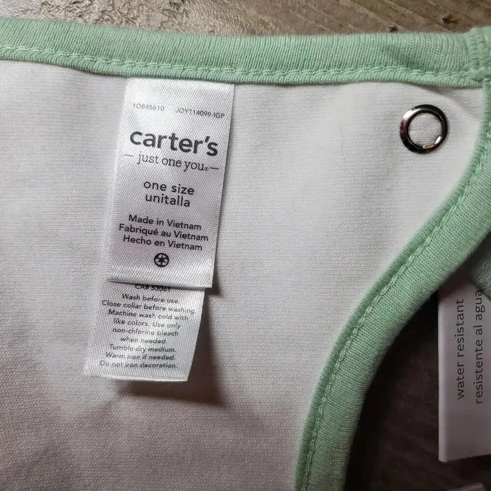 NWT Carter's Just One You My First Easter Teething Bib White Green ONE SIZE